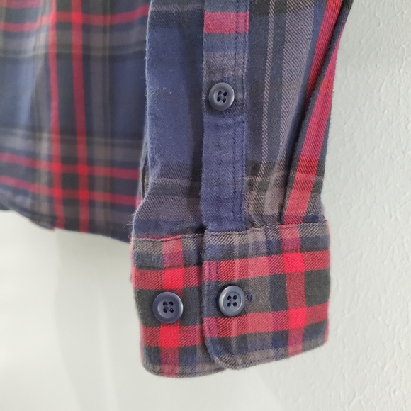 Express mens flannel button down shirt. Long sleeve, size M, blue, gray, red - Picture 6 of 8